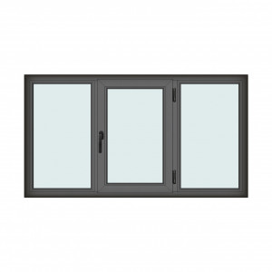 Fereastra 200x110cm, 3 canate, antracit, dreapta si rabatare, Klass, 7cm, 6 camere, 2 garnituri - Img 1