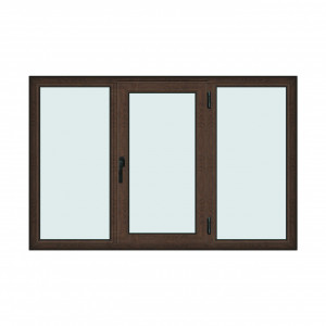 Fereastra 200x130cm, 3 canate, wenge (tabac), dreapta si rabatare, Klass, 7cm, 6 camere, 2 garnituri - Img 1