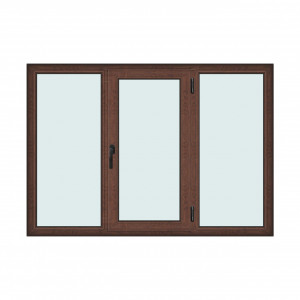 Fereastra 200x140cm, 3 canate, maro, nuc, dreapta si rabatare, Klass, 7cm, 6 camere, 2 garnituri - Img 1