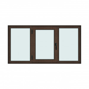 Fereastra 210x110cm, 3 canate, wenge (tabac), stanga si rabatare, Klass, 7cm, 6 camere, 2 garnituri