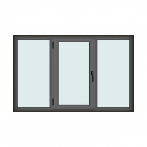 Fereastra 220x140cm, 3 canate, antracit, stanga si rabatare, Klass, 7cm, 6 camere, 2 garnituri