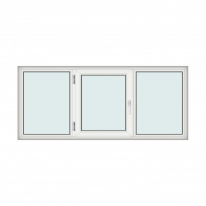 Fereastra 230x100cm, 3 canate, alb, stanga si rabatare, Klass, 7cm, 6 camere, 2 garnituri