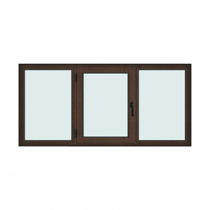 Fereastra 230x110cm, 3 canate, wenge (tabac), stanga si rabatare, Klass, 7cm, 6 camere, 2 garnituri