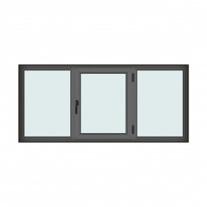 Fereastra 240x110cm, 3 canate, antracit, dreapta si rabatare, Klass, 7cm, 6 camere, 2 garnituri - Img 1