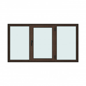 Fereastra 240x130cm, 3 canate, wenge (tabac), dreapta si rabatare, Klass, 7cm, 6 camere, 2 garnituri - Img 1