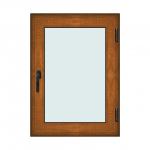 Fereastra 80x110cm, 1 canat, maro, stejar auriu, dreapta si rabatare, Klass, 7cm, 6 camere, 2 garnituri - Img 1