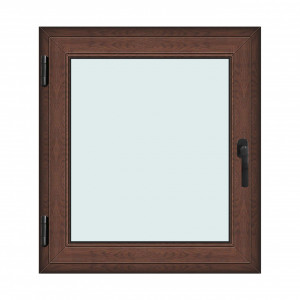 Fereastra 90x100cm, 1 canat, maro, nuc, stanga si rabatare, Klass, 7cm, 6 camere, 2 garnituri