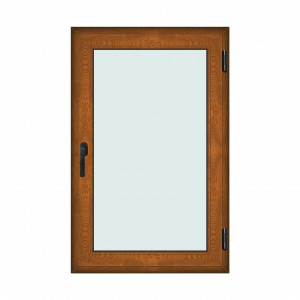 Fereastra 90x140cm, 1 canat, maro, stejar auriu, dreapta si rabatare, Klass, 7cm, 6 camere, 2 garnituri