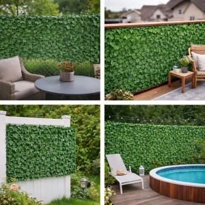 Gard viu artificial verde decorativ cu frunze iedera 300x100cm, BK99236 - Img 3