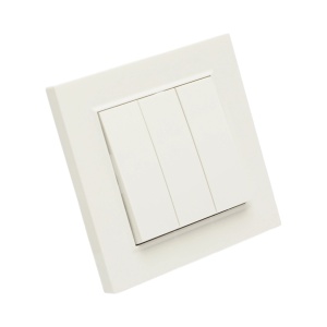 Intrerupator triplu alb incastrat 220V, 10AX, ABS 80x80mm, DISRP27 - Img 4