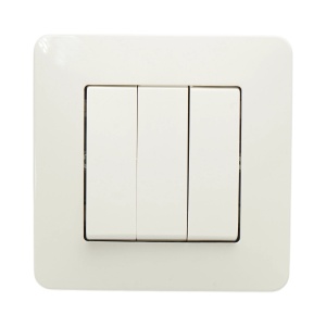 Intrerupator triplu alb incastrat 220V, 10AX, PC 80x80mm, DISRP49 - Img 2