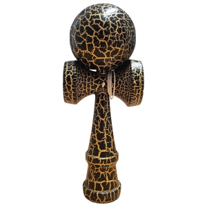 Kendama Crack din Lemn – 18 cm, Design Crăpat - Negru/Auriu