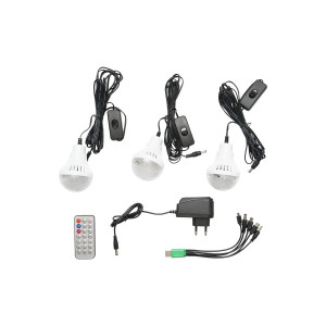 Kit iluminat portabil, LED, cu 3 becuri/proiector, radio FM, telecomanda panou solar si baterie 6V, 3 Ah, pentru pescuit, camping, GD-8216, Cod: DISLK28, Gdplus - Img 6