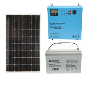 Kit sistem solar fotovoltaic cu baterie de stocare 1x12V/65AH. Invertor PMW 500W. Panou solar 200W, Cod: BK88703, Brand: BRECKNER GERMANY