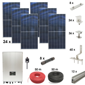 Kit sistem solar fotovoltaic trifazic ON-GRID 10KW cu panouri 24x450W prosumator WIFI cu sistem fixare acoperis tigla, Cod: BK88709, Brand: BRECKNER GERMANY - Img 1
