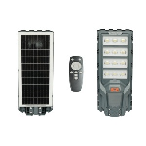 Lampa solara LED iluminat stradal 500W cu panou solar 25W, baterie LiFePO4 20000mAh, senzor miscare, telecomanda, prindere stalp IP65 Breckner Germany, BK00152