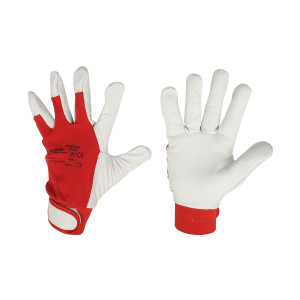 Manusi protectie din piele de capra alb-rosu Nr 11, Cod: BK78015, BRECKNER GERMANY - Img 1