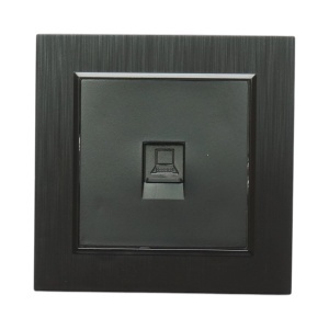Priza internet RJ45 neagra incastrata ABS 80x80mm, DISRP45 - Img 2