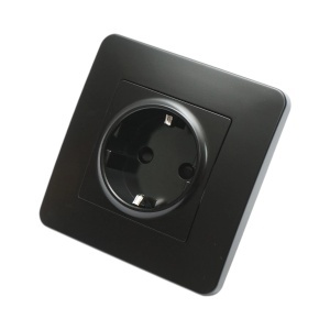 Priza schuko neagra incastrata 220V, 16A, PC 80x80mm, DISRP67