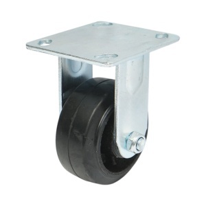 Roata fixa industriala 100x50mm fara frana, cauciuc plin negru, placa otel 115x100mm 100kg, DISVG24