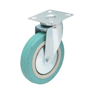 Roata pivotanta 125x27mm fara frana, cauciuc plin albastru, placa otel 75x75mm 60kg, DISVF74