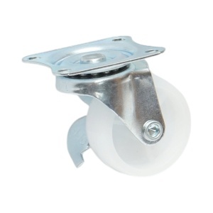 Roata pivotanta 40x17mm cu frana, polipropilena alba, placa otel 45x38mm 20kg, DISVF97 - Img 4