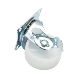 Roata pivotanta 50x22mm cu frana, polipropilena alba, placa otel 58x47mm 30kg, DISVF98 - Img 3