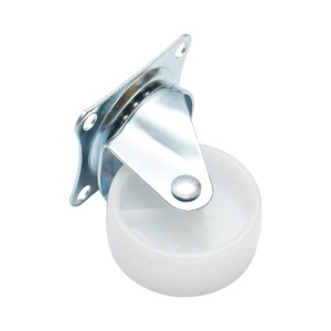 Roata pivotanta 50x22mm fara frana, polipropilena alba, placa otel 58x47mm 30kg, DISVF88 - Img 6