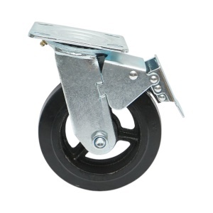 Roata pivotanta industriala 150x50mm cu frana, cauciuc plin negru, placa otel 115x100mm 200kg, DISVG30 - Img 2