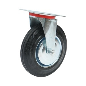 Roata pivotanta industriala 200x44mm fara frana, cauciuc plin negru, placa otel 135x105mm 140kg, DISVF59 - Img 6