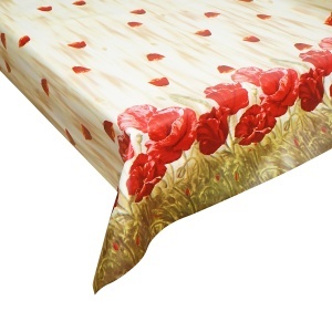 Rola fata de masa decorativa PVC 1.37x20m, grosime 0.18mm, textil 45 g/mp, model floral maci Breckner Germany - Img 3