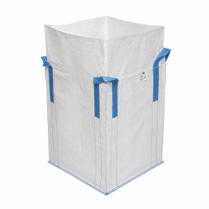 Sac big bag 95x95x105cm alb, capacitate 1500kg, tip circular nelaminat, fund plan, top fusta 85cm, DISUX02