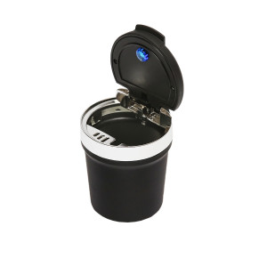 Scrumiera auto universala cu fund ceramic neagra-argintiu cu lumina albastra LED Cod: BK90936S Echivalență: DISEG05, Breckner Germany - Img 3