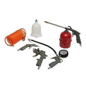 Set 5 piese aer comprimat vopsit, suflat, umflat, spalat cu furtun spiralat 5m , Cod: BK76144, Breckner Germania - Img 2