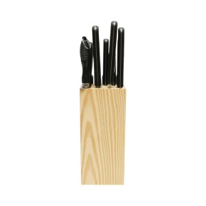 Set cutite bucatarie 15 piese cu suport lemn, foarfeca si pila ascutit, lama otel 3Cr13, maner ABS negru Breckner Germany, AAA384 - Img 5