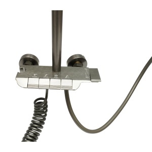 Set dus multifunctional cu termostat, 4 functii de curgere a apei, pipa cada, dus dreptunghiular tip ploaie, para de dus, dus bideu, grafit mat, aluminiu, DISVM22 - Img 6