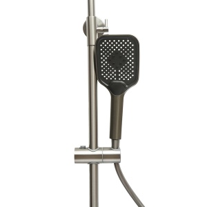 Set dus multifunctional cu termostat, afisaj digital temperatura apa, 4 functii de curgere a apei, pipa cada, dus dreptunghiular, dus de mana, dus bideu, gri , Cod: BK79262 - Img 5