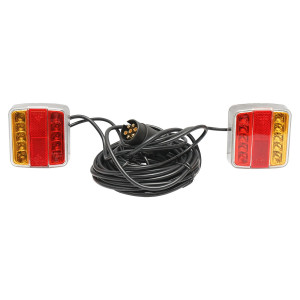 Set lampi LED magnetice pentru remorca, fisa 7 pini, cablu intre stopuri de 2,5m, cablu fisa 7.5m 12 V, Cod: BK69079, Echivalență: DISSA94, Breckner Germany - Img 1
