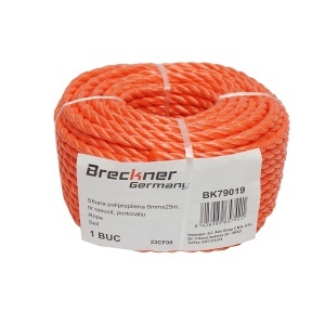 Sfoara PP fir rasucit portocalie 6mmx25m Breckner Germany, BK79019