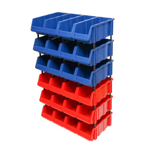 Stand cu 24 cutii pentru depozitare / organizare, cutie din plastic rosie, albastra,700x400x1150mm Cod: DISST1120 - Img 2