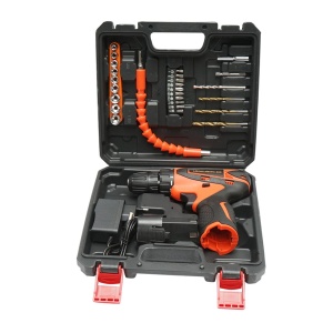 Trusa masina de gaurit si insurubat cu acumulator 12V, 1.5Ah Li-ion, LED, mandrina 10mm, 0-2000rpm, tubulare, burghie, biti 28 piese, DISLZ27