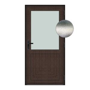 Usa Hamburg, PVC & termopan, 70x180cm, wenge (tabac), dreapta, Klass, 6cm, 4 camere, sticla mata nisip alb