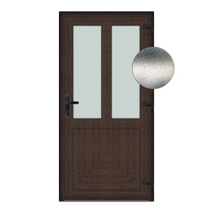 Usa T-Model, PVC & termopan, 100x200cm, tabac (wenge), dreapta, Klass, 7cm, 6 camere, sticla mata nisip alb
