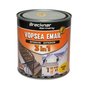 Vopsea email anticoroziva 3 in 1 galben 440 pe baza de solvent 1L, direct pe rugina, interior si exterior Breckner Germany, BK89026