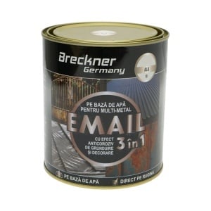 Vopsea email anticoroziva 3 in 1 pentru metal, direct pe rugina, pe baza de apa, alb 10 750g Breckner Germany, BK00214 - Img 2
