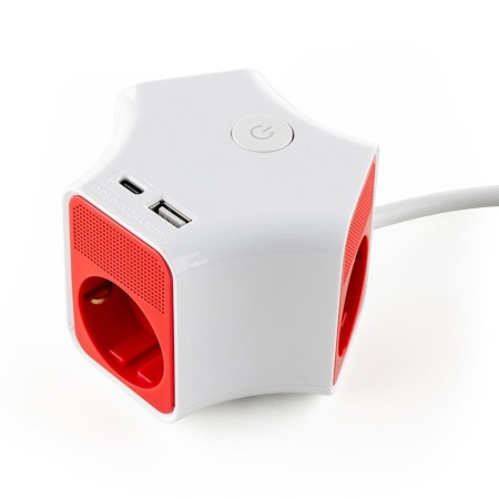 Разклонител Muhler с ключ и 3 гнезда + 2 USB порта тип A и C - надеждност и удобство