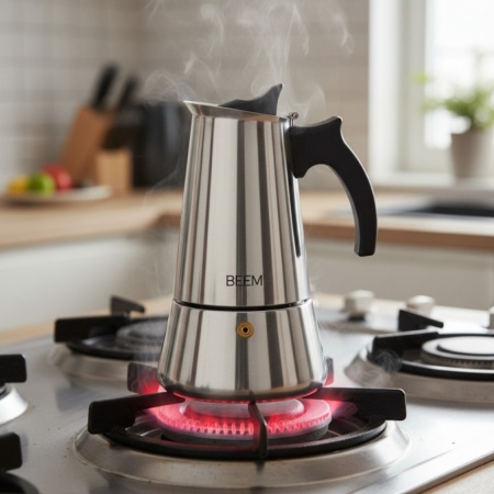 Еспресо кафеварка BEEM Classic Selection – 4 чаши, неръждаема стомана