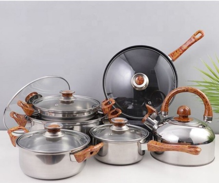 Комплект от 12 части за готвене от неръждаема стомана и незалепващо покритие