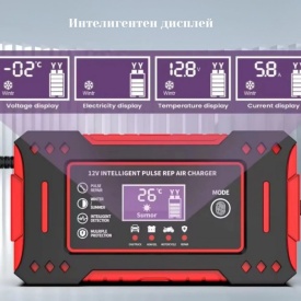 Интелигентно зарядно за акумулатор 12V 6A с LCD дисплей – импулсна технология за бързо и безопасно зареждане