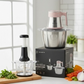 Многофункционален електрически кухненски чопър Beyers BH-2880 + подарък ръчен чопър с 3L стъклена купа